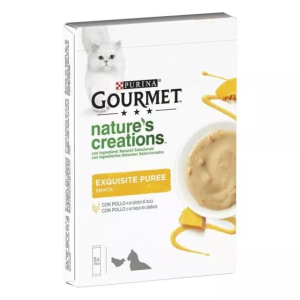 foto del prodotto purina gourmet nature s creations exquisite puree snack per gatti 5 x 10 g pollo e zucca 1 ordine scegli lo sconto bzr5 bzr20 200 punti fedelt 