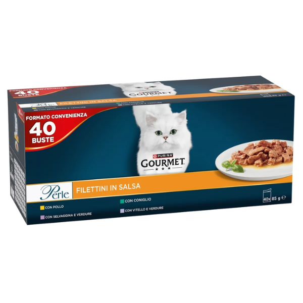 foto del prodotto purina gourmet perle selezionate filettini in salsa multipack 40x85 gr multigusto 1 ordine scegli lo sconto bzr5 bzr20 200 punti fedelt 