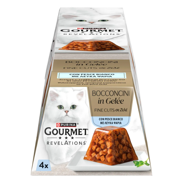 foto del prodotto purina gourmet revelations mousse in gelatina 4x57gr pesce 1 ordine scegli lo sconto bzr5 bzr20 200 punti fedelt 