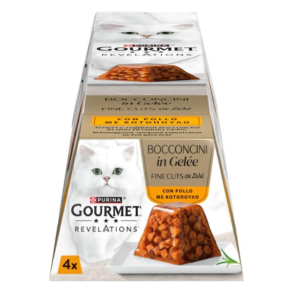 foto del prodotto purina gourmet revelations mousse in gelatina 4x57gr pollo 1 ordine scegli lo sconto bzr5 bzr20 200 punti fedelt 