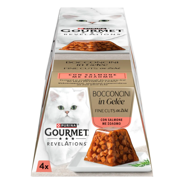 foto del prodotto purina gourmet revelations mousse in gelatina 4x57gr salmone 1 ordine scegli lo sconto bzr5 bzr20 200 punti fedelt 