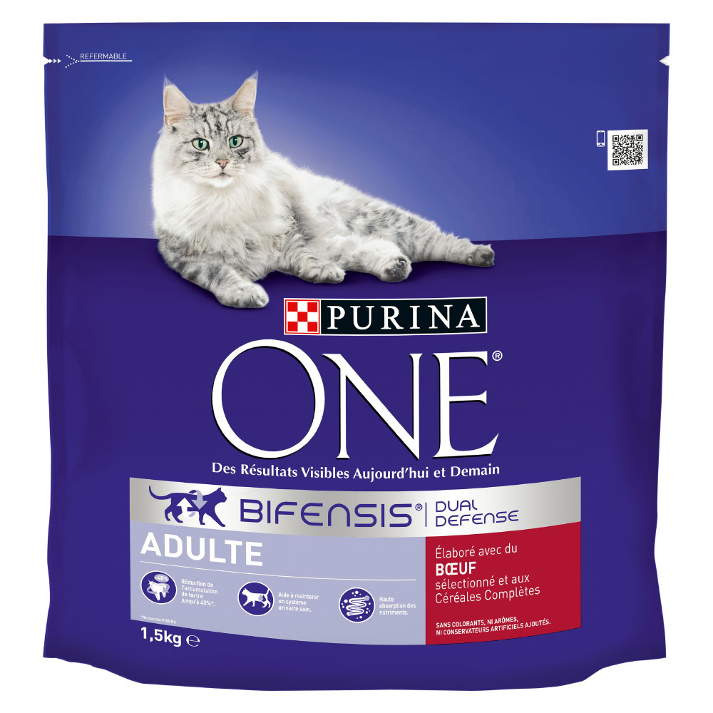 foto del prodotto purina one adult manzo cereali crocchette per gatto 1,5 kg