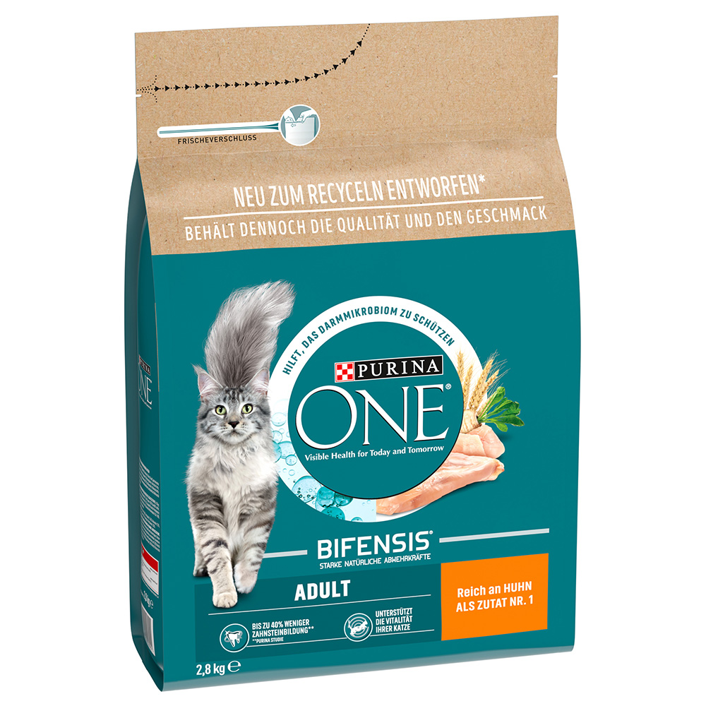 foto del prodotto purina one adult pollo cereali integrali crocchette per gatti 2,8 kg