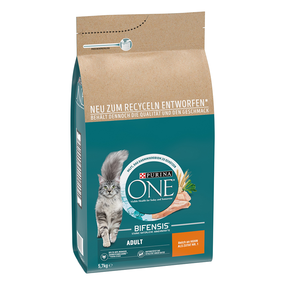 foto del prodotto purina one adult pollo cereali integrali crocchette per gatti 5,7 kg