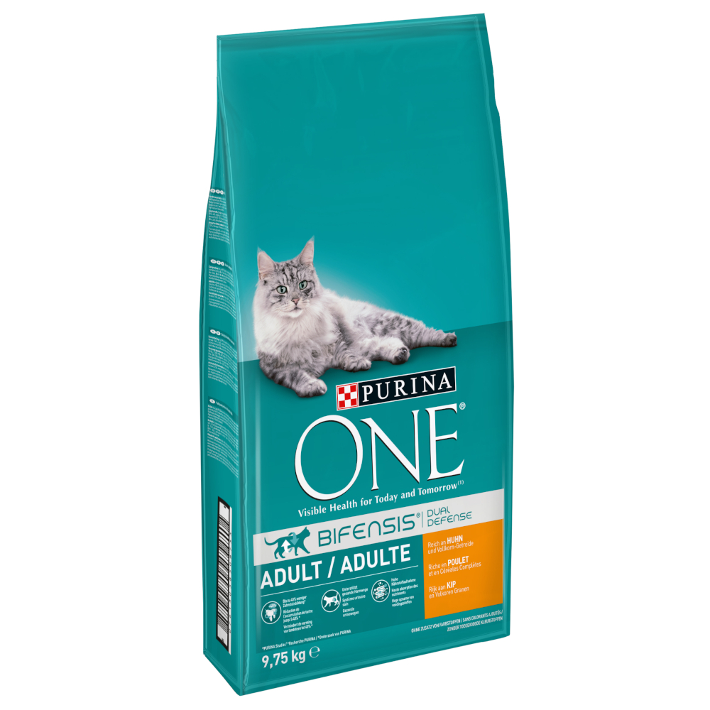 foto del prodotto purina one adult pollo cereali integrali crocchette per gatti 9,75 kg