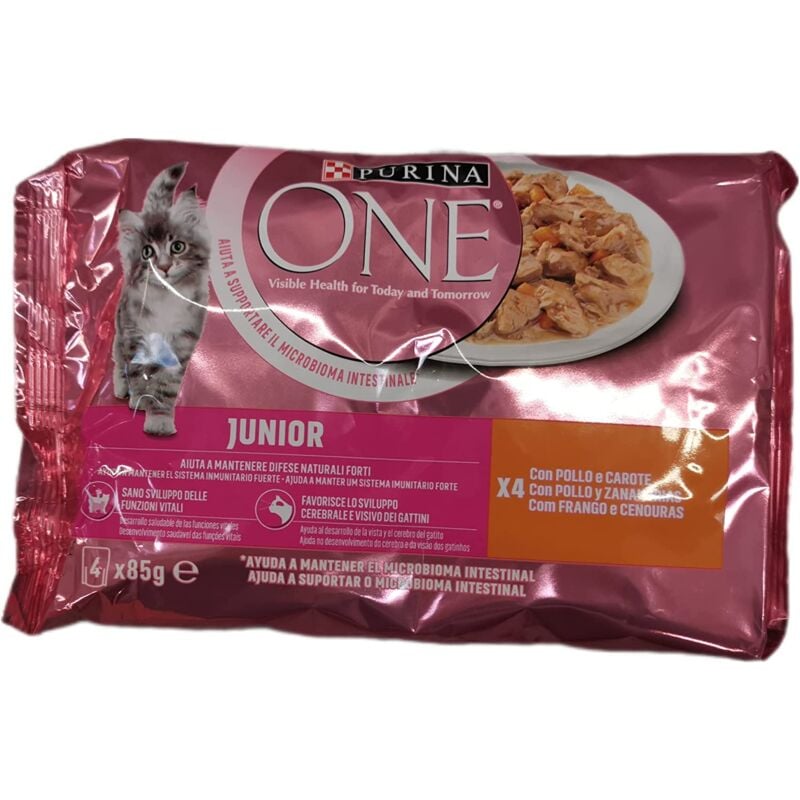 foto del prodotto purina one junior pate per gatti 4 x 85 gr con pollo e carote