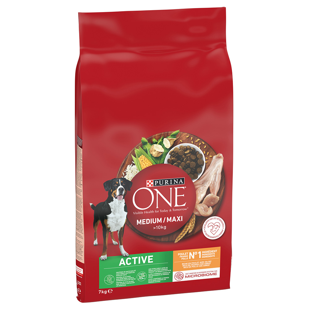 foto del prodotto purina one medium/maxi active pollo crocchette per cani - set %: 2 x 7 kg