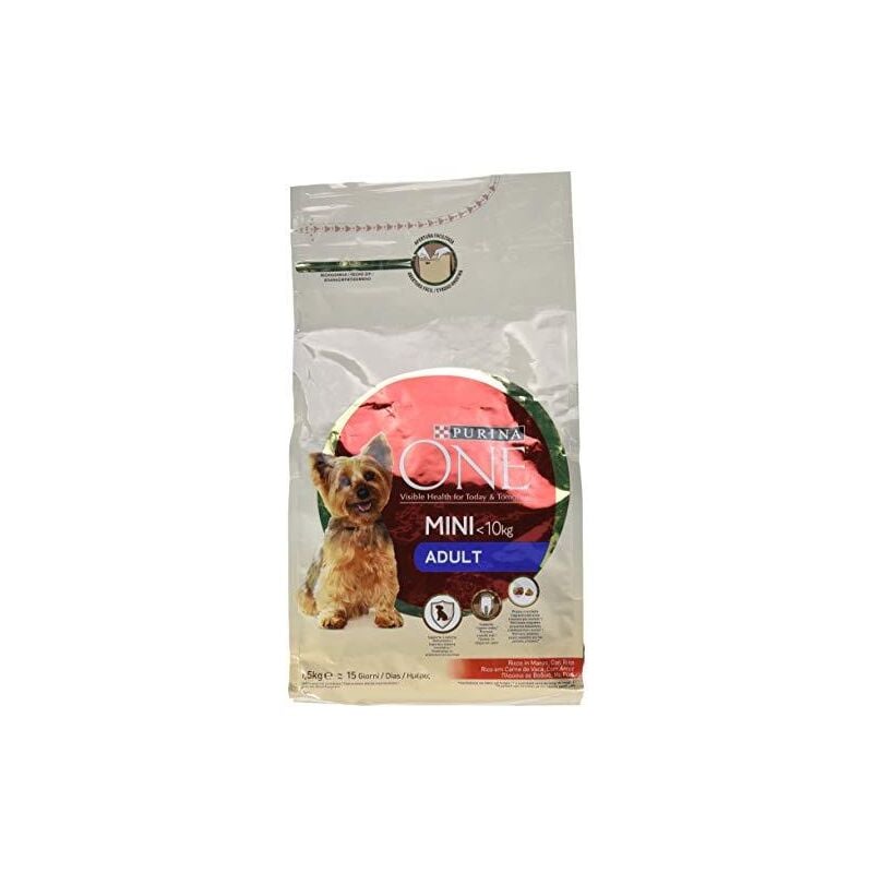 foto del prodotto purina one mini active crocchette per cani taglia small con manzo e riso 1.5 kg