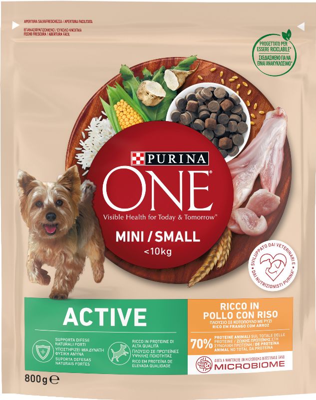 foto del prodotto purina one my dog 800gr active poll riso