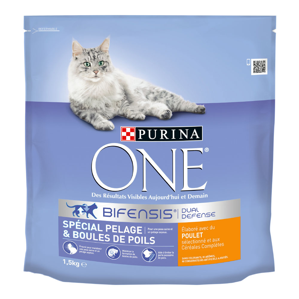 foto del prodotto purina one pelle boli di pelo crocchette per gatti 1,5 kg