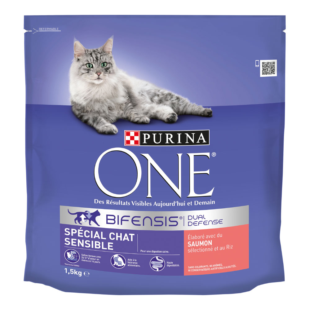 foto del prodotto purina one sensitive cat salmone, riso crocchette per gatti - 1,5 kg