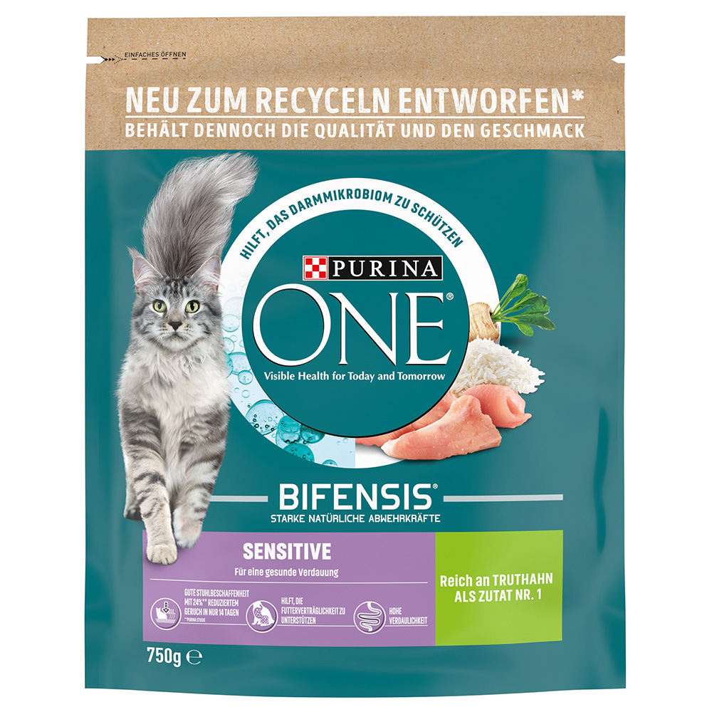 foto del prodotto purina one sensitive crocchette per gatti 750 g