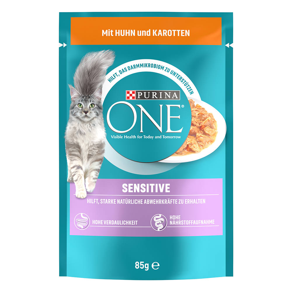 foto del prodotto purina one sensitive umido per gatto 13 x 85 g con pollo e carote