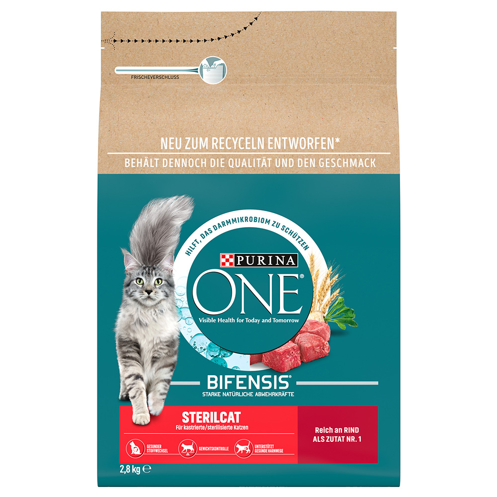 foto del prodotto purina one sterilcat crocchette con manzo per gatto 2,8 kg