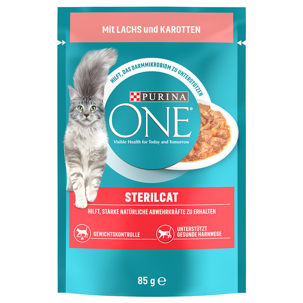 foto del prodotto purina one sterilcat umido per gatto 13 x 85 g con salmone e carote