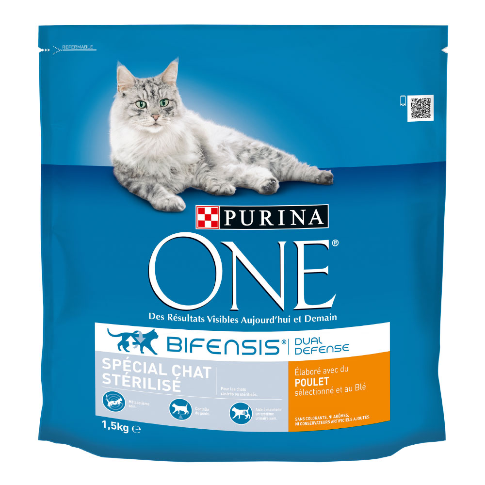 foto del prodotto purina one sterilised al pollo crocchette per gatto 1,5 kg