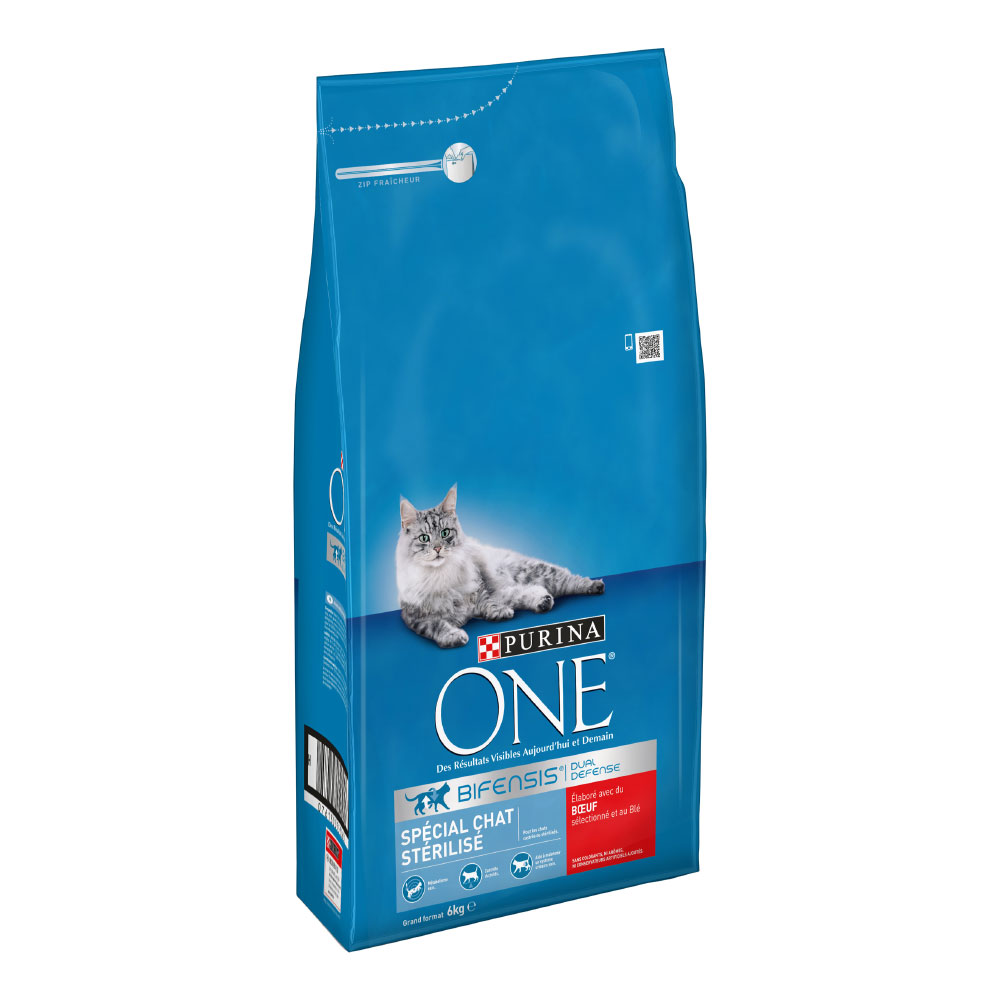 foto del prodotto purina one sterilized con manzo crocchette gatto 6 kg