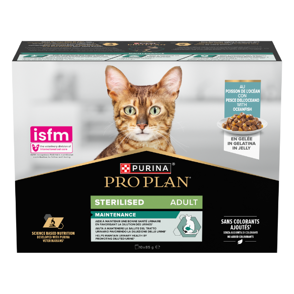foto del prodotto purina pro plan cat adult sterilised maintenance multipack in gelatina 10x85g pesce dell oceano 1 ordine scegli lo sconto bzr5 bzr20 200 punti fedelt 