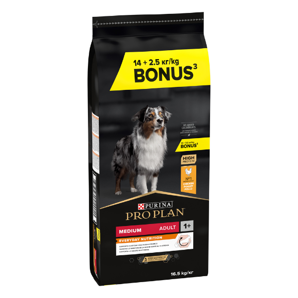 foto del prodotto purina pro plan everyday nutrition medium adult crocchette cane pollo 16,5 kg 14 2,5 gratis croccantini per cani 1 ordine scegli lo sconto bzr5 bzr20 200 punti fedelt 