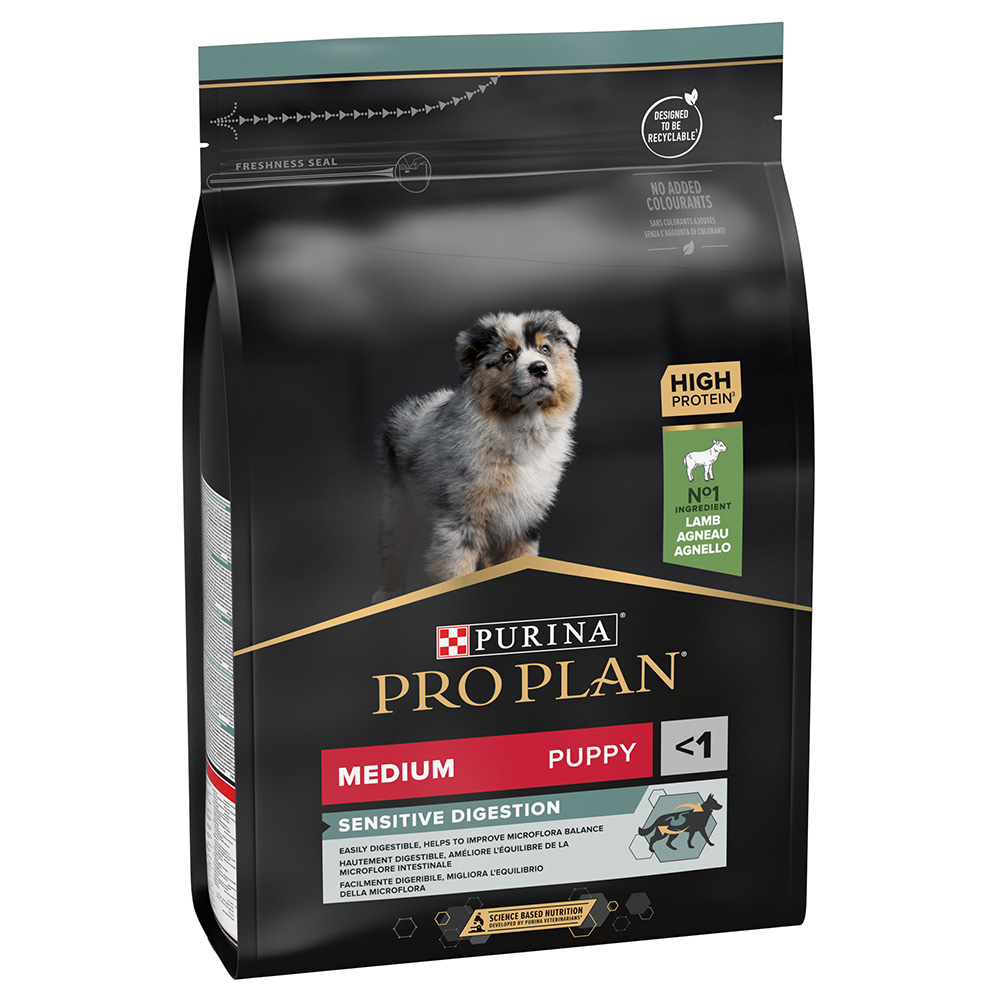 foto del prodotto purina pro plan medium puppy sensitive digestion agnello &amp; riso crocchette per cane - 3 kg