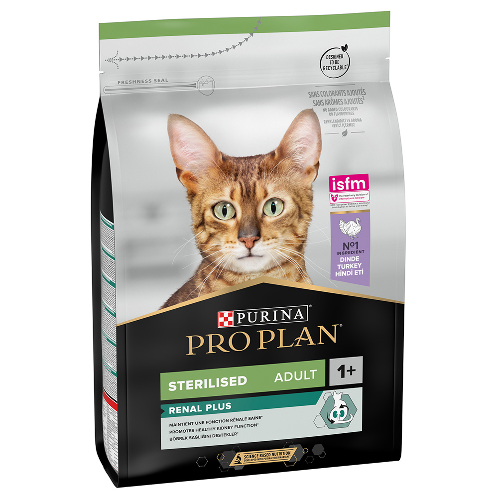 foto del prodotto purina pro plan sterilised adult renal plus ricco in tacchino crocchette per gatto 3 kg
