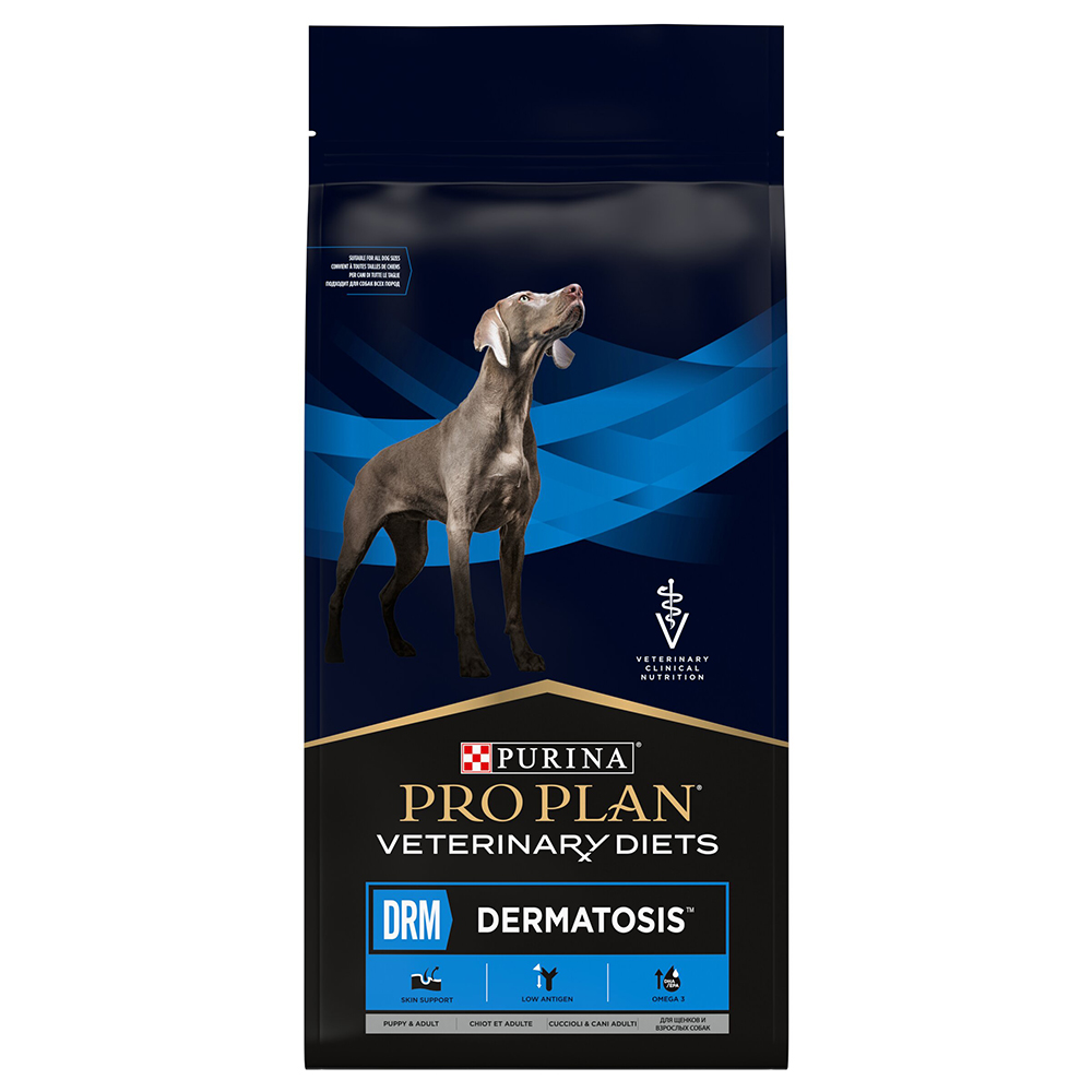 foto del prodotto purina pro plan veterinary diets drm dermatosis crocchette per cane 12 kg