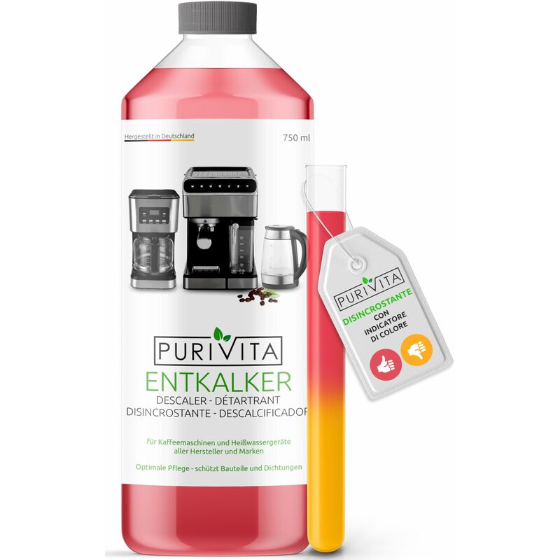 foto del prodotto purivita universale decalcificante macchina caff 750ml anticalcare pulizia macchine caffe liquido disincrostante per i modelli delonghi,