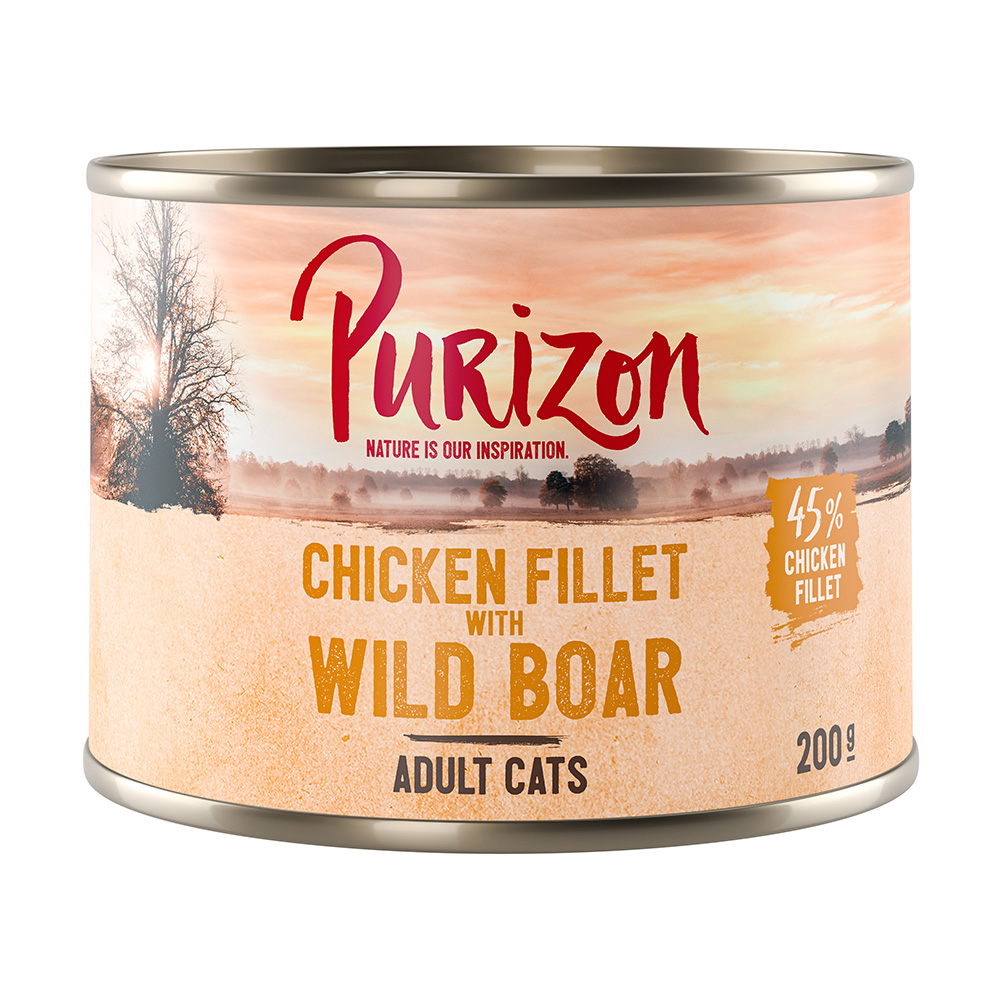 foto del prodotto purizon adult 6 x 200 g alimento umido senza cereali per gatti filetto di pollo con cinghiale