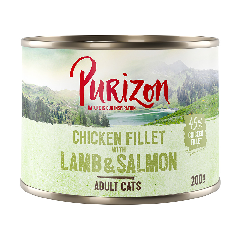 foto del prodotto purizon adult 6 x 200 g alimento umido senza cereali per gatti filetto di pollo con salmone agnello