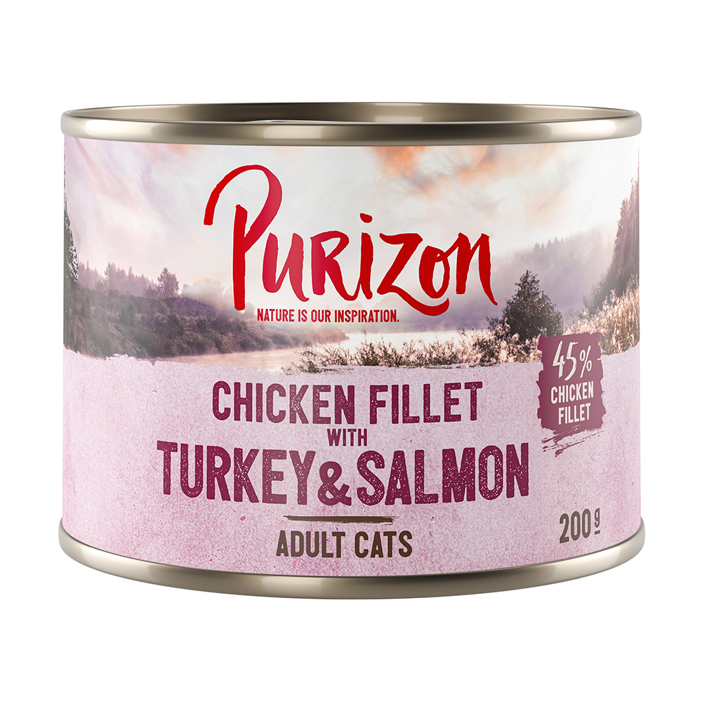 foto del prodotto purizon adult 6 x 200 g alimento umido senza cereali per gatti filetto di pollo con tacchino salmone
