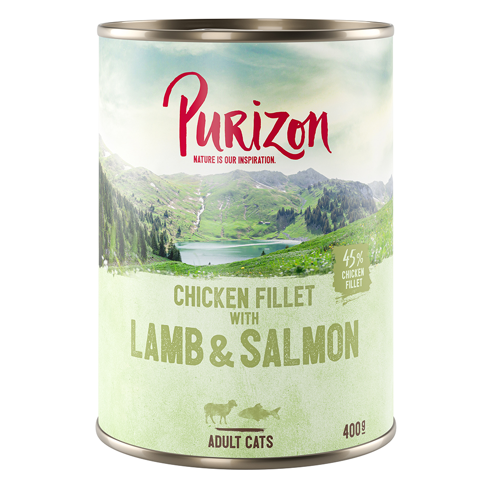 foto del prodotto purizon adult 6 x 400 g alimento umido senza cereali per gatti filetto di pollo con salmone agnello