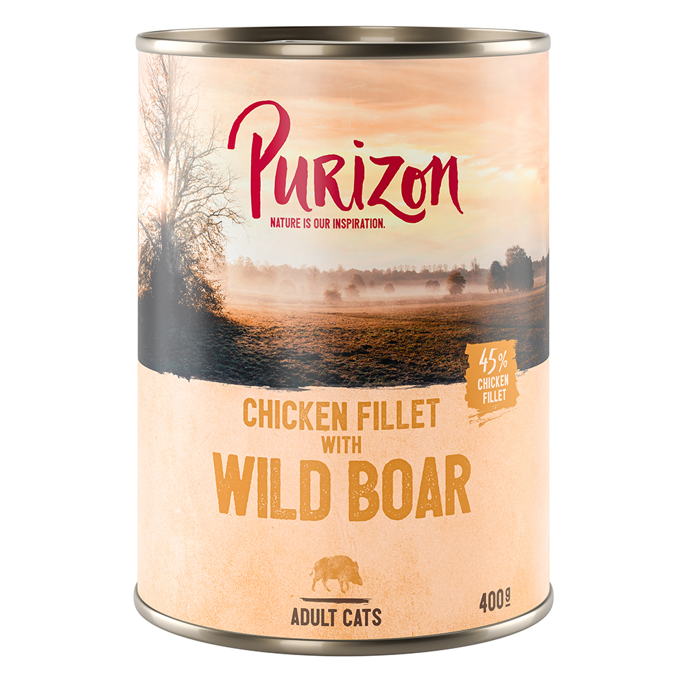 foto del prodotto purizon adult 6 x 400 g senza cereali filetto di pollo con cinghiale