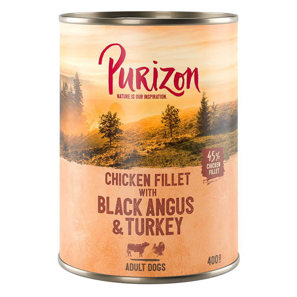 foto del prodotto purizon adult black angus con tacchino crocchette senza cereali per cane umido a completamento 6 x 400 g purizon adult black angus tacchino