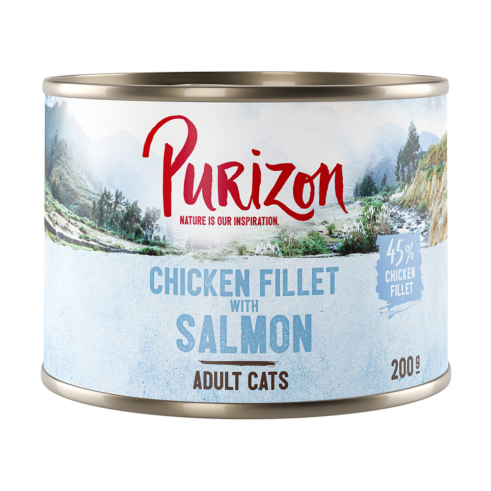 foto del prodotto purizon adult pollo pesce senza cereali umido a completamento 6 x 200 g purizon adult filetto di pollo con salmone