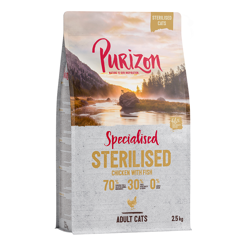 foto del prodotto purizon adult sterilised pollo pesce senza cereali crocchette gatto 2,5 kg