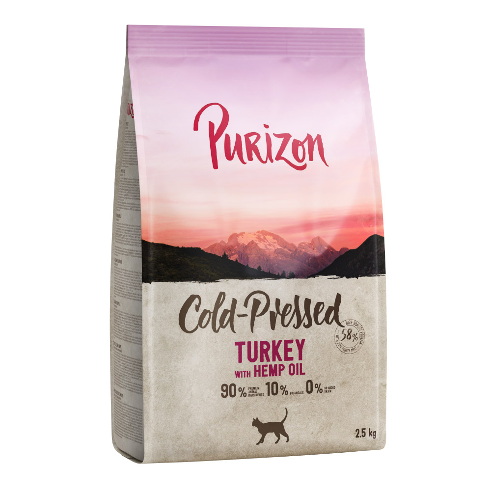 foto del prodotto purizon coldpressed tacchino con olio di canapa crocchette per gatto - set %: 2 x 2,5 kg