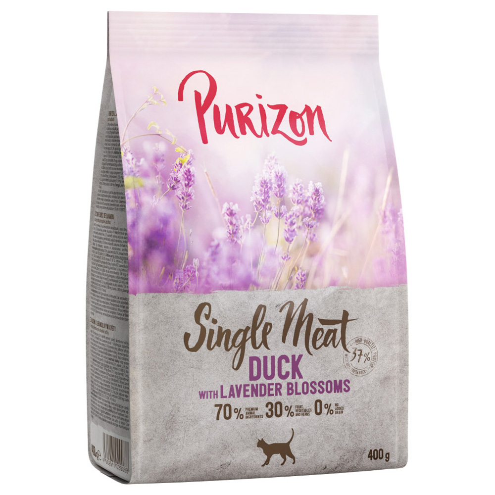 foto del prodotto purizon crocchette per gatto 400 g crocchette purizon single meat anatra con fiori di lavanda