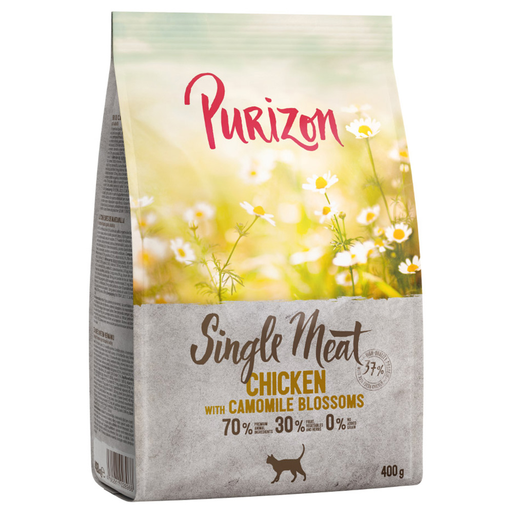 foto del prodotto purizon single meat pollo con fiori di camomilla crocchette per gatto 400 g