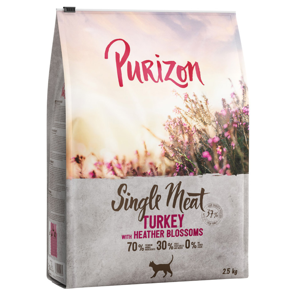 foto del prodotto purizon single meat tacchino con fiori di erica crocchette per gatto 2,5 kg