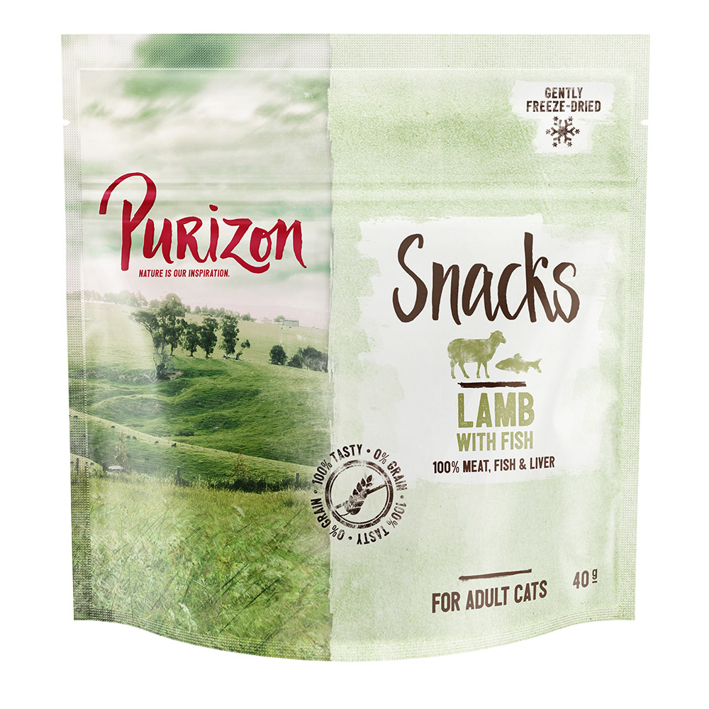 foto del prodotto purizon snack per gatti agnello con pesce senza cereali 40 g