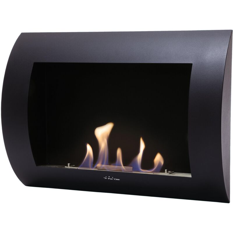 foto del prodotto purline - camino a etanolo con pannello frontale in acciaio curvato inox-clasic b