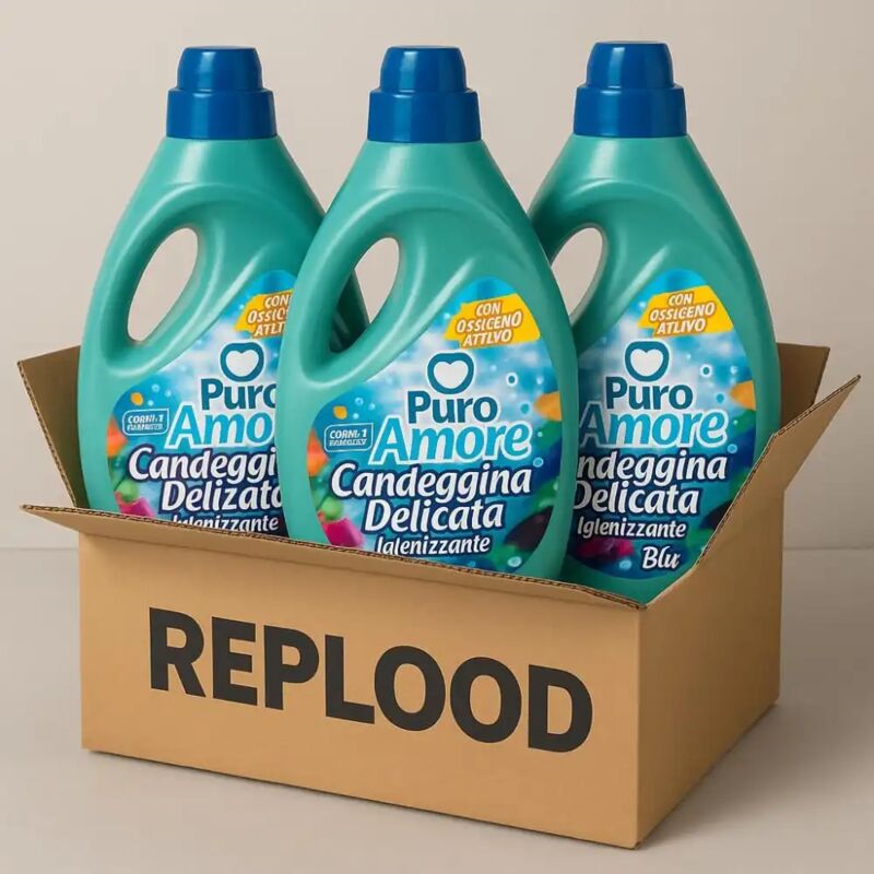 foto del prodotto puro amore candeggina delicata blu 2l, igiene profonda, 3 pezzi tessuti protetti