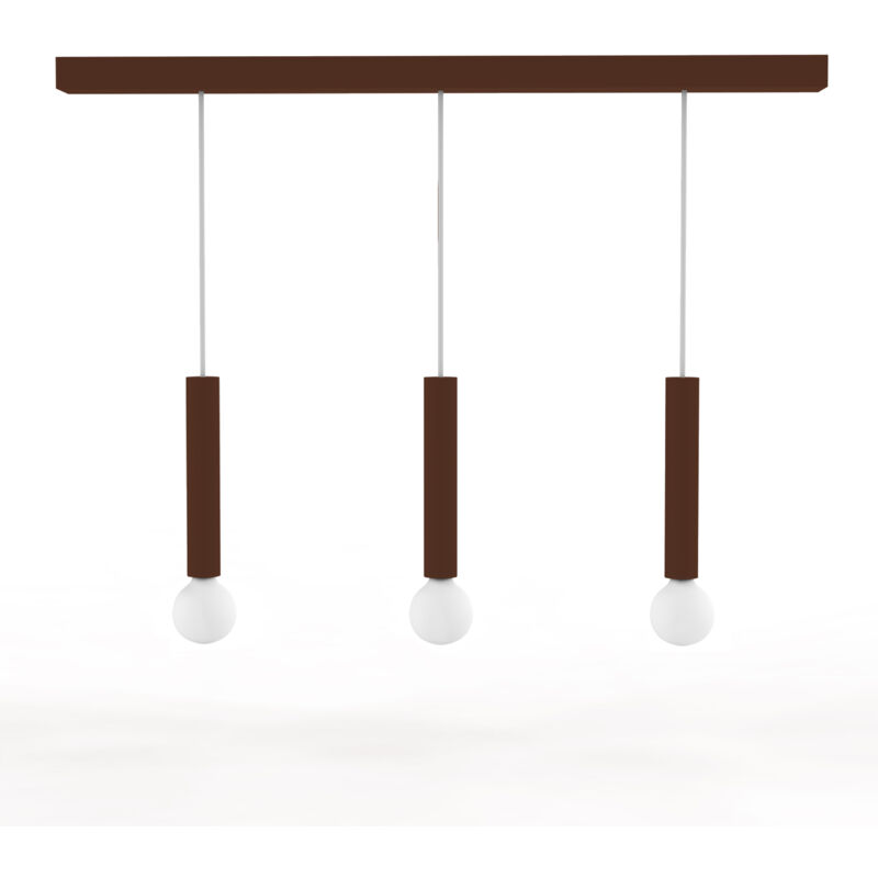 foto del prodotto puro sospensione binario, 3x e27, max 42w, metallo, marrone corten, d.4cm h.40cm lumicom
