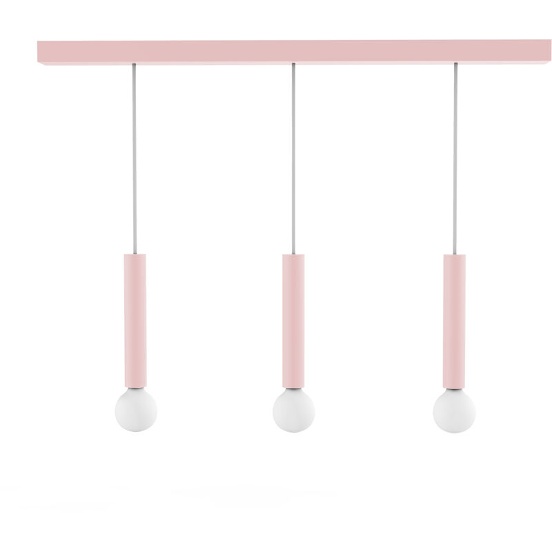 foto del prodotto puro sospensione binario, 3x e27, max 42w, metallo, rosa, d.4cm h.40cm lumicom