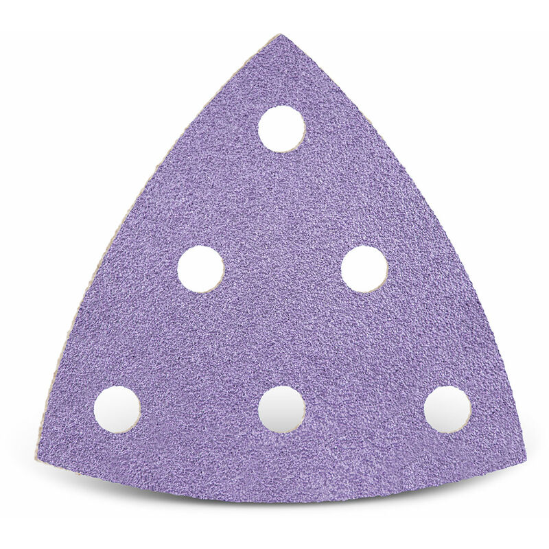 foto del prodotto purple hd carte abrasive velcrate, 93 mm, 6 fori, p. levigatrici a delta, miscela di ceramica 50 pz. g150 menzer