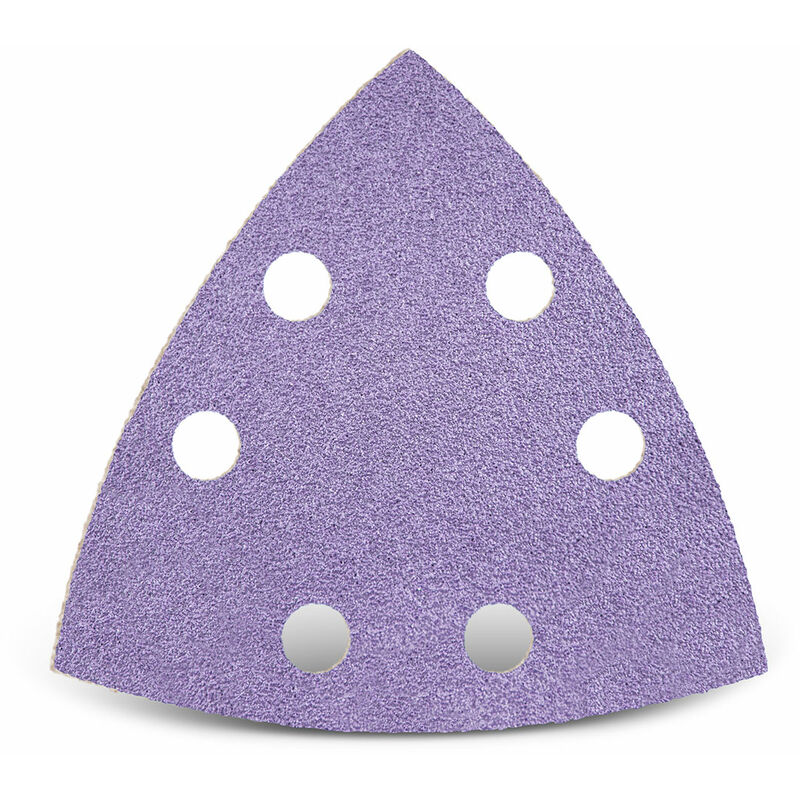 foto del prodotto purple hd carte abrasive velcrate, 93 mm, 6 fori, p. levigatrici a delta, miscela di ceramica (50 pz.) g80 - menzer