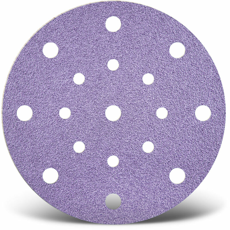 foto del prodotto purple hd dischi abrasivi velcrati, 150 mm, 17 fori, p. levigatrici rotorbitali, miscela di ceramica 50 pz. g400 menzer