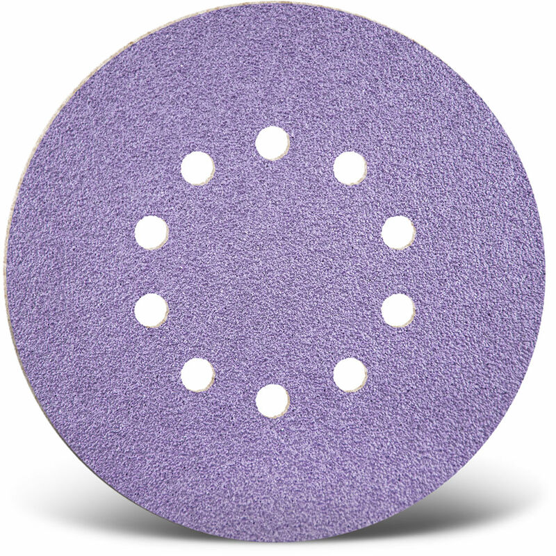 foto del prodotto purple hd dischi abrasivi velcrati, 225 mm, 10 fori, p. levigatrici per muri, miscela di ceramica 5 pz. g180 menzer