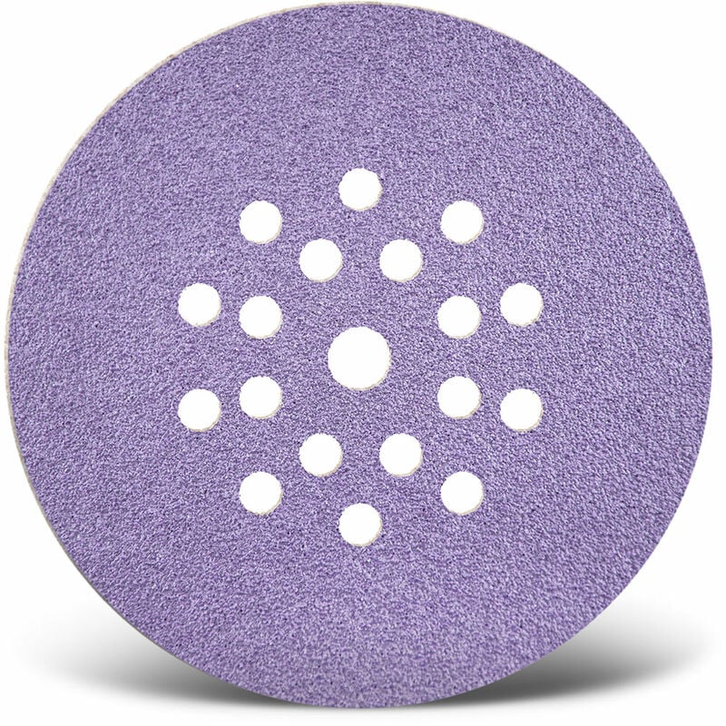 foto del prodotto purple hd dischi abrasivi velcrati, 225 mm, 19 fori, p. levigatrici per muri, miscela di ceramica 25 pz. g180 menzer