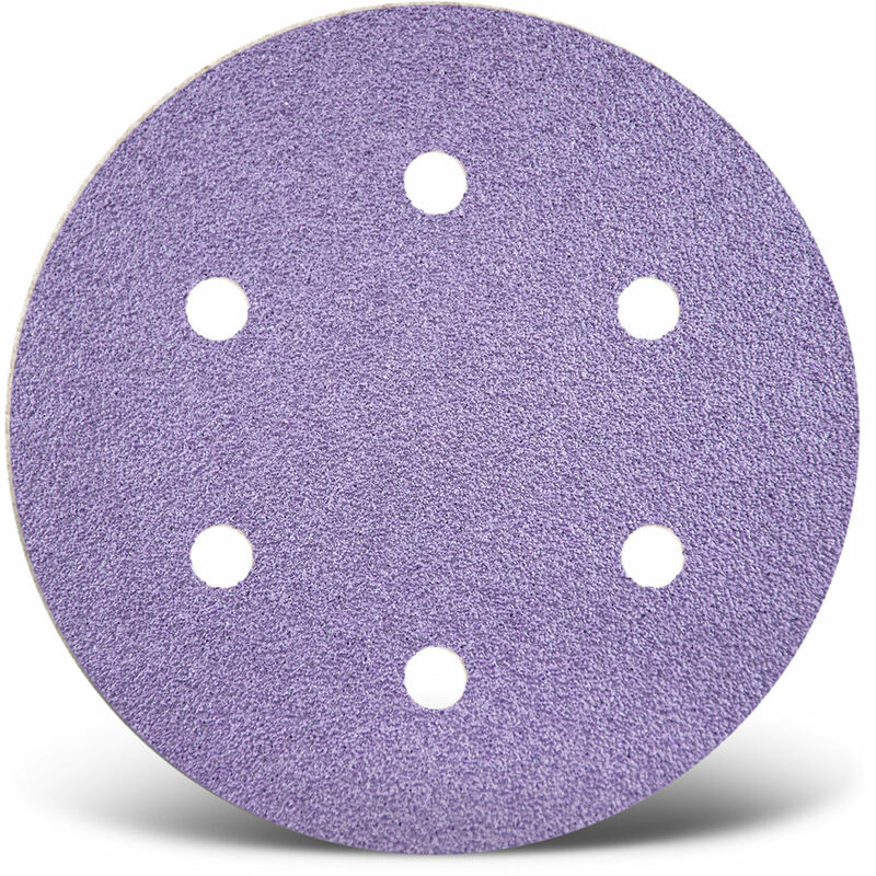 foto del prodotto purple hd dischi abrasivi velcrati, 225 mm, 6 fori, p. levigatrici per muri, miscela di ceramica 5 pz. g180 menzer